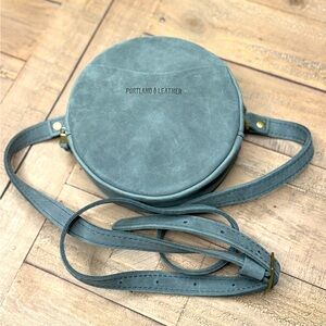 Portland Leather Goods Small Circle Crossbody Bag in Storm New
